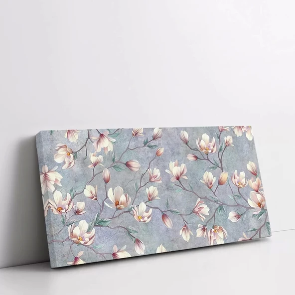 Dallardaki Beyaz Çiçekler Kanvas Tablo - Resim 2