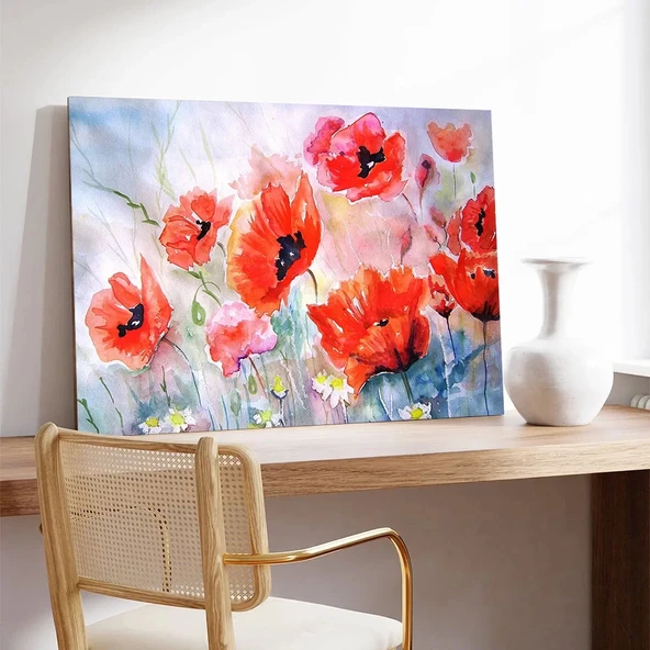 Kırmızı Gelincikler Kanvas Tablo - Resim 3