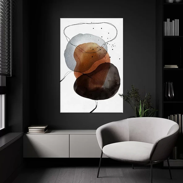 Suluboya Kahverengi Desenli Kanvas Tablo ürün görseli