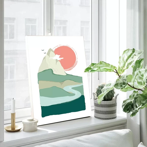 Güneş ve Dağ Kanvas Tablo - Resim 2