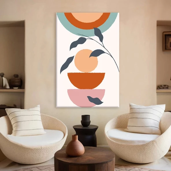 Botanik Baskılı Yapraklı Kanvas Tablo ürün görseli