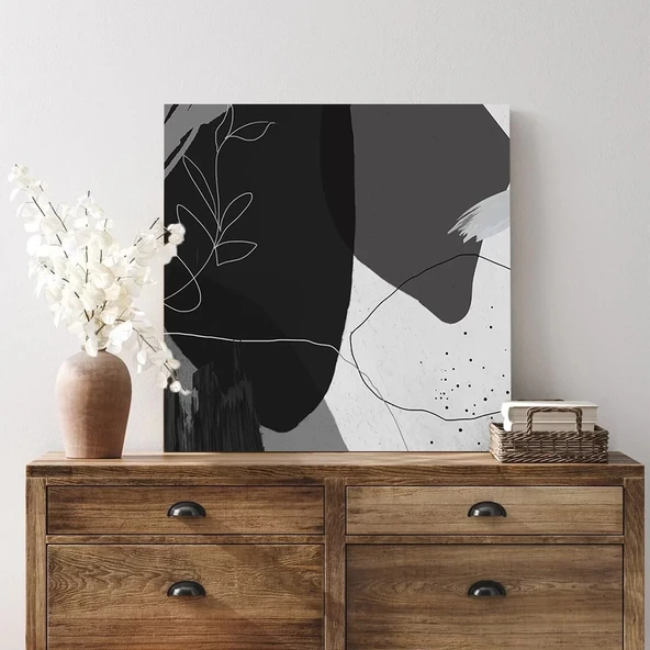 Çizgi Desenli Antrasit Kanvas Tablo - Resim 2