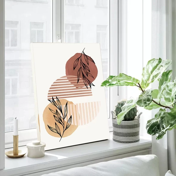 Geometrik Çiçek Desenli Kanvas Tablo - Resim 2