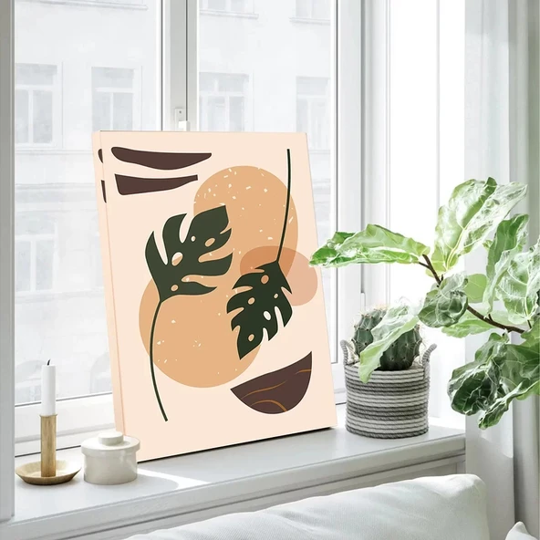 İkili Yaprak Desenli Kanvas Tablo - Resim 2