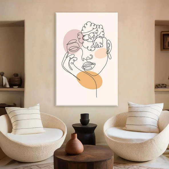 Kadın Çizgili Kanvas Tablo ürün görseli