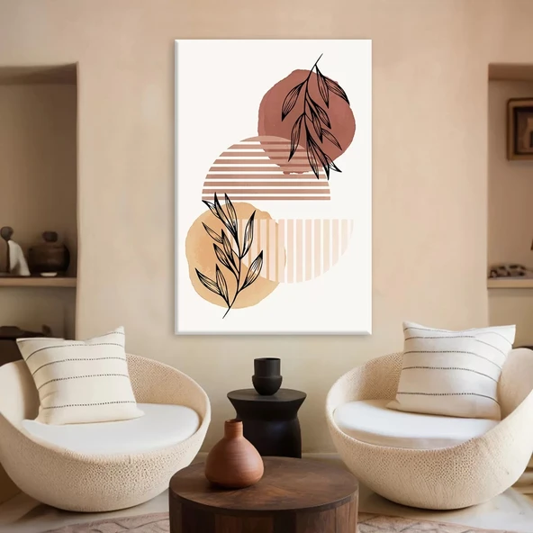 Geometrik Çiçek Desenli Kanvas Tablo ürün görseli