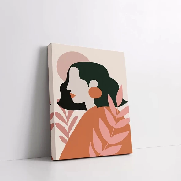 Bitki ve Kadın Kanvas Tablo - Resim 3