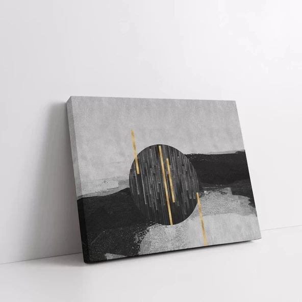 Siyah Altın Daire Kanvas Tablo - Resim 3