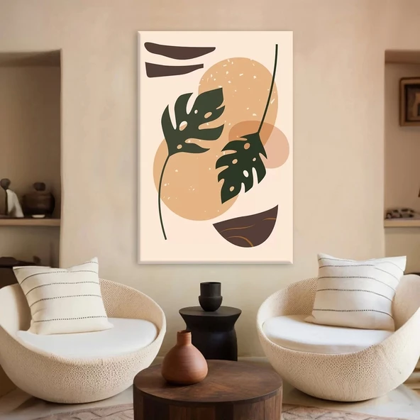 İkili Yaprak Desenli Kanvas Tablo ürün görseli