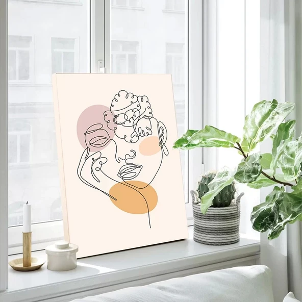 Kadın Çizgili Kanvas Tablo - Resim 2