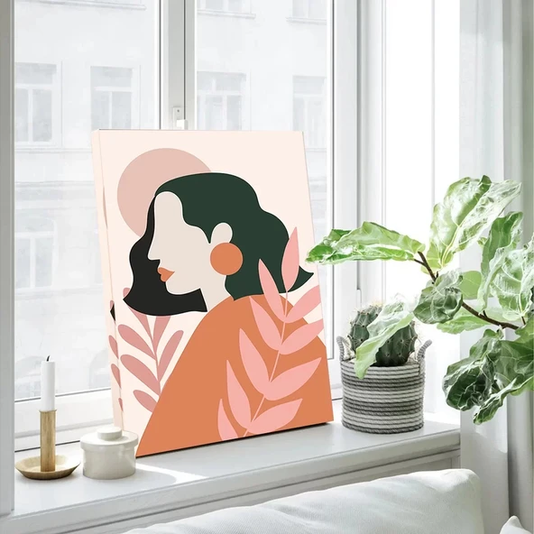 Bitki ve Kadın Kanvas Tablo - Resim 2