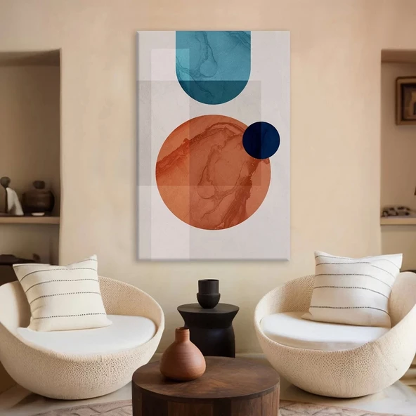 Mavi Turuncu Geometrik Kanvas Tablo ürün görseli