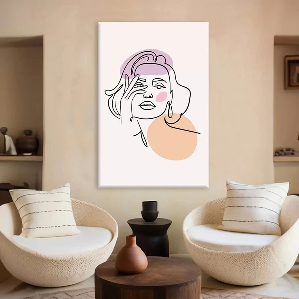 Siyah Kadın Çizim Kanvas Tablo ürün görseli