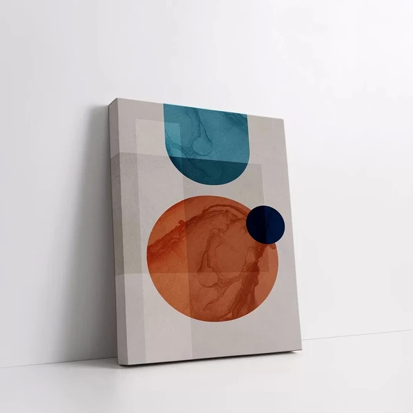 Mavi Turuncu Geometrik Kanvas Tablo - Resim 3