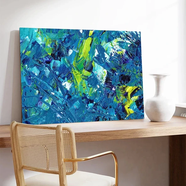 Mavi Yaprak Dökümü Kanvas Tablo - Resim 3