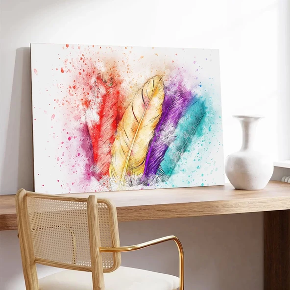 Renkli Tüyler Kanvas Tablo - Resim 3