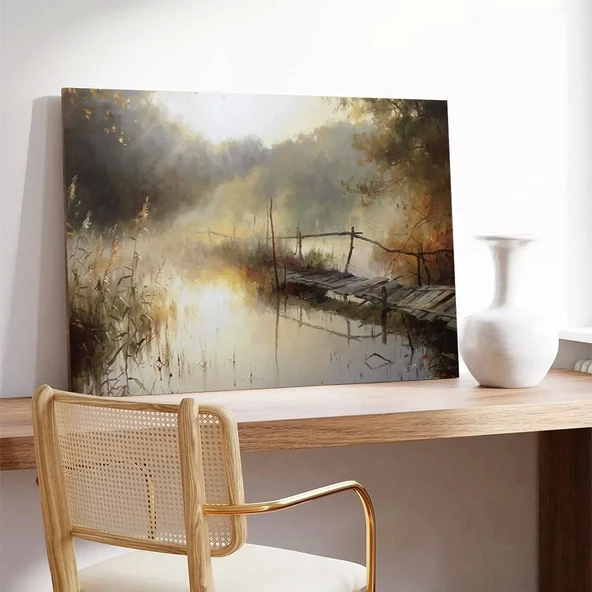 Sisli Göl Kıyısı Kanvas Tablo - Resim 3