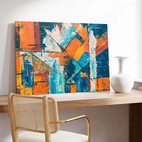 Geometrik Çiçek Bahçesi Kanvas Tablo - Resim 3