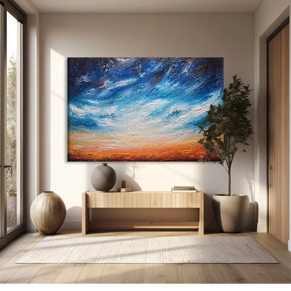 Yalnız Ağaç Altında Günbatımı Kanvas Tablo ürün görseli