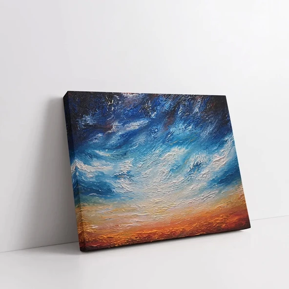 Yalnız Ağaç Altında Günbatımı Kanvas Tablo - Resim 2