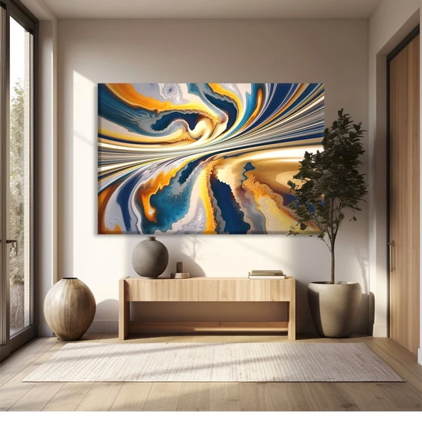 Mavi Altın Dokunuş Kanvas Tablo ürün görseli