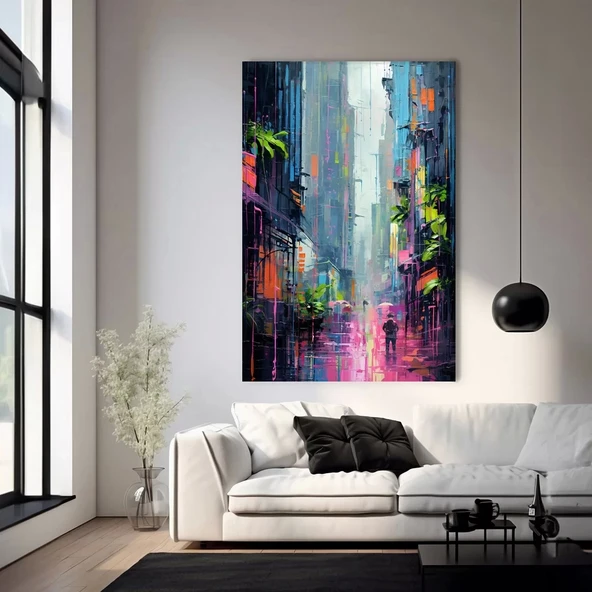Soyut Şehir Çizgileri Kanvas Tablo ürün görseli