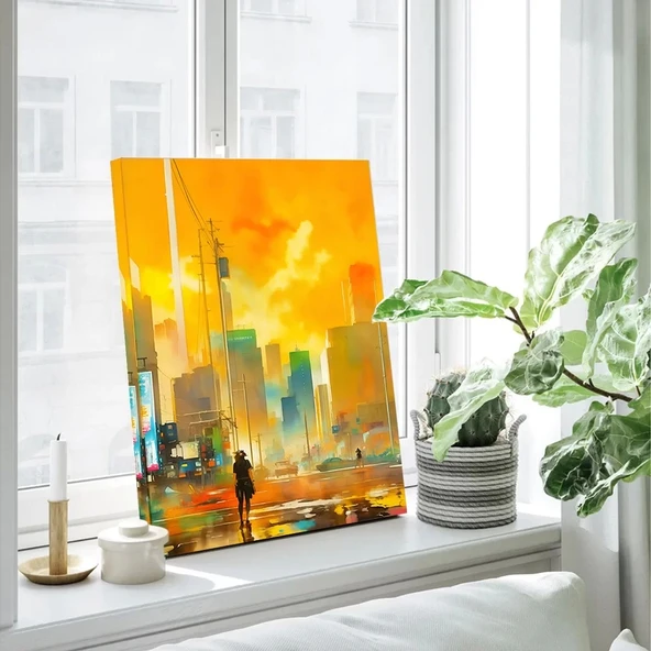 Soyut Şehir Renkleri Kanvas Tablo - Resim 3