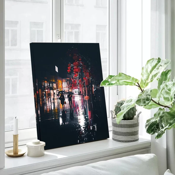 Şehirde Yağmur Kanvas Tablo - Resim 2