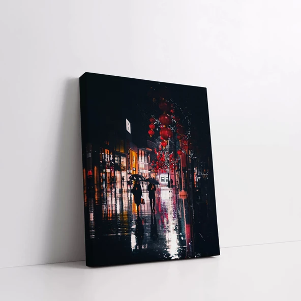 Şehirde Yağmur Kanvas Tablo - Resim 3