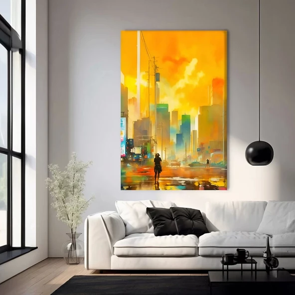 Soyut Şehir Renkleri Kanvas Tablo ürün görseli