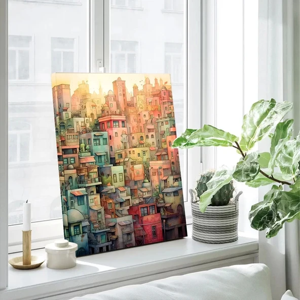 Soyut Şehir Blokları Kanvas Tablo - Resim 2