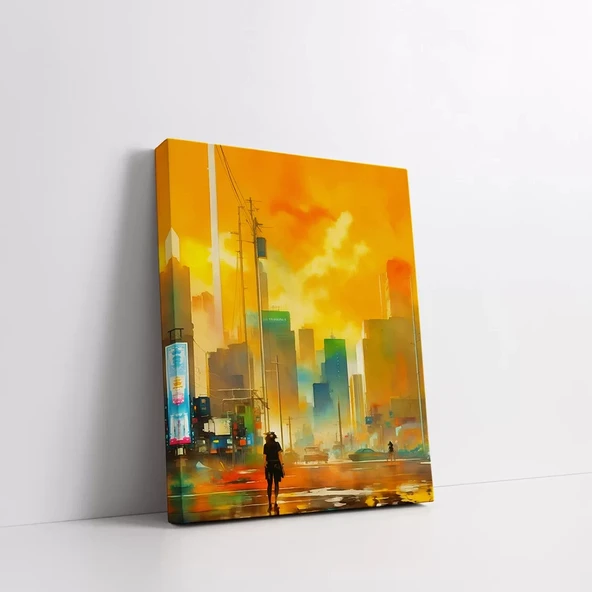 Soyut Şehir Renkleri Kanvas Tablo - Resim 2