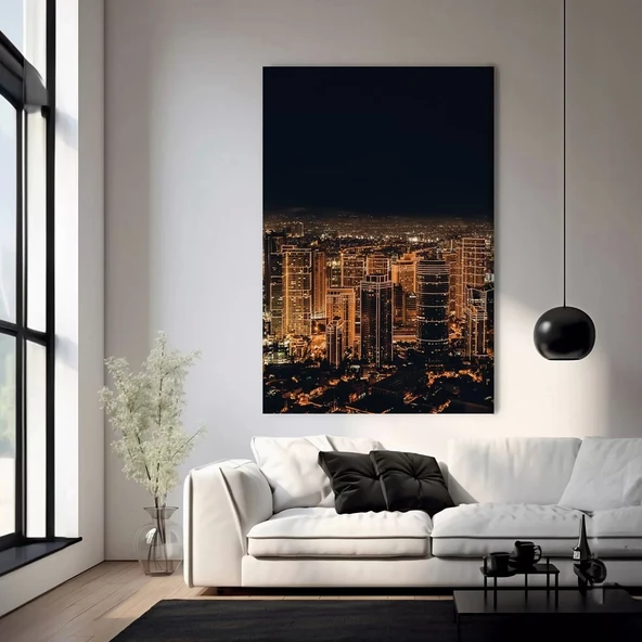 Gece Şehir Silüeti Kanvas Tablo ürün görseli