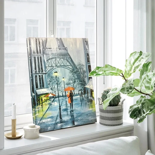 Yağmur Altında Paris Kanvas Tablo - Resim 2