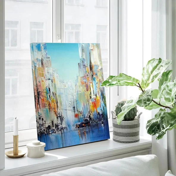 Sanatsal Şehir Çizgileri Kanvas Tablo - Resim 2