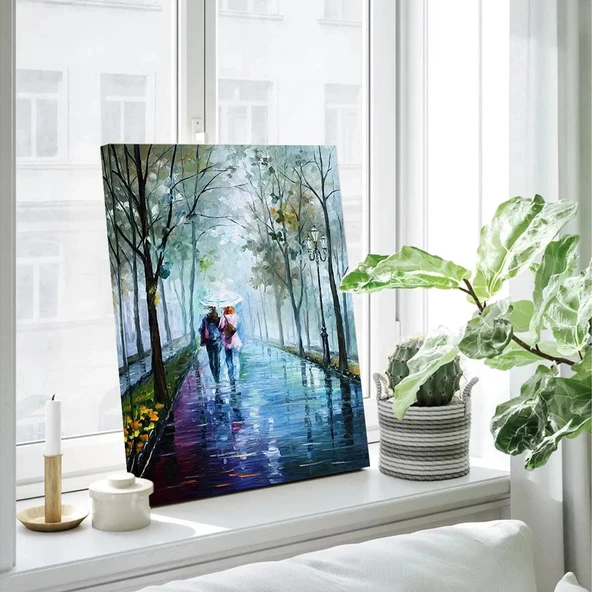 Yağmurlu Park Yolu Kanvas Tablo - Resim 2