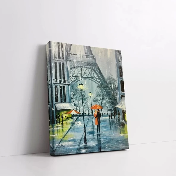 Yağmur Altında Paris Kanvas Tablo - Resim 3