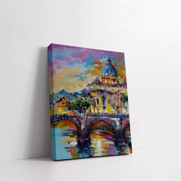 Köprünün Arkasında Şehir Silueti Kanvas Tablo - Resim 3