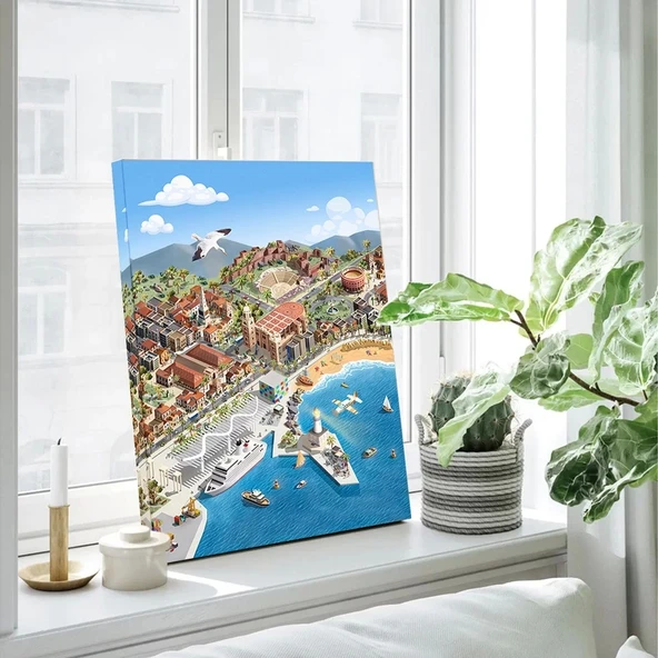 Kuşbakışı Liman Kanvas Tablo - Resim 2