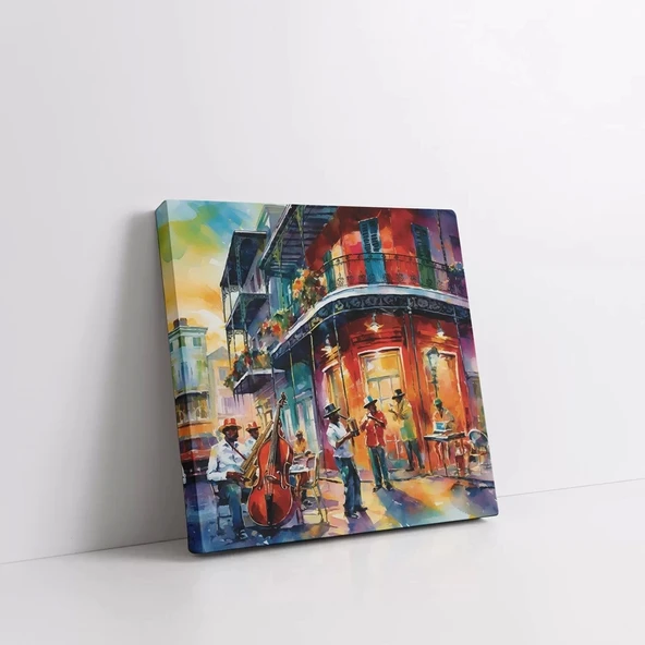 Akşamüstü Şehirde Jazz Kanvas Tablo - Resim 3