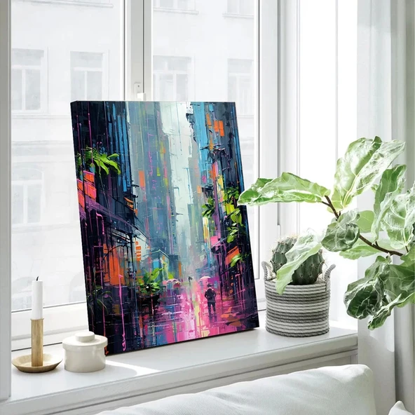 Soyut Şehir Çizgileri Kanvas Tablo - Resim 3