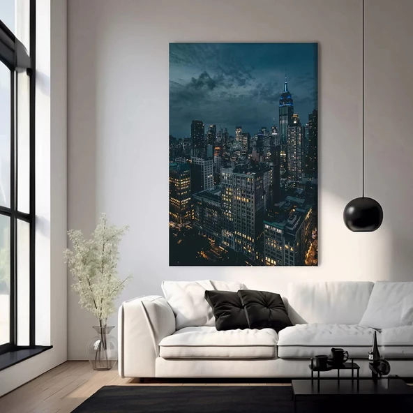 Geceye Dokunan Işıklar Kanvas Tablo ürün görseli