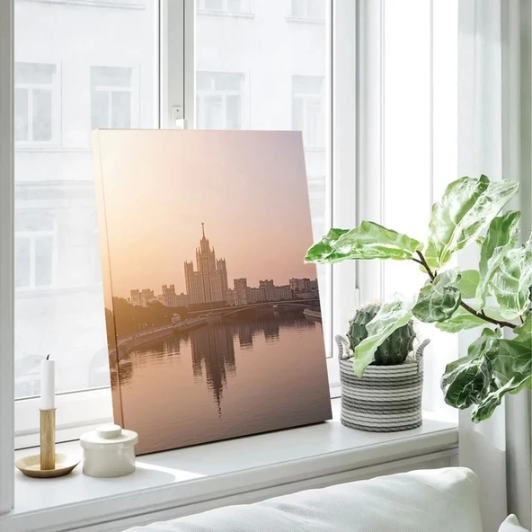 Alacakaranlıkta Şehir Silüeti Kanvas Tablo - Resim 3