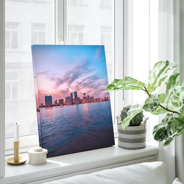 Günbatımında Şehir Silüeti Kanvas Tablo - Resim 3