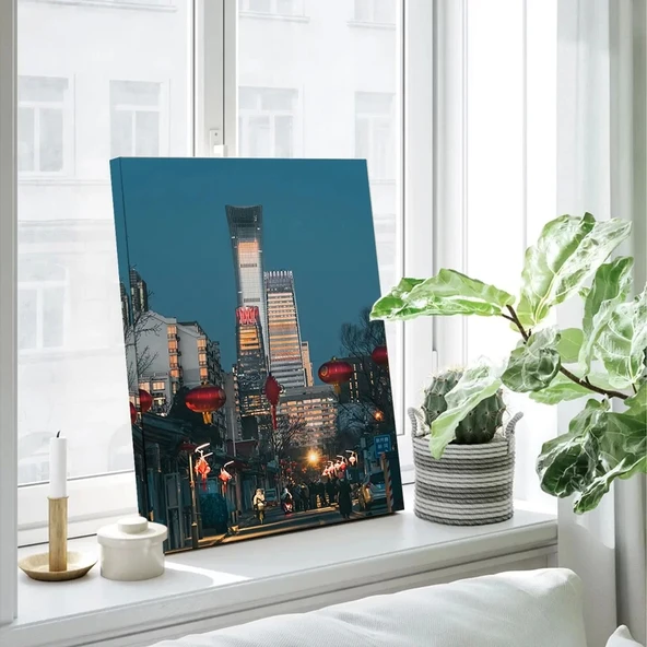 Gece Şehir Işıkları Kanvas Tablo - Resim 3