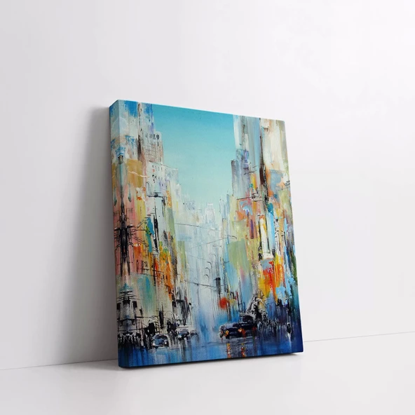 Sanatsal Şehir Çizgileri Kanvas Tablo - Resim 3