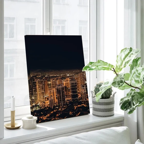 Gece Şehir Silüeti Kanvas Tablo - Resim 2