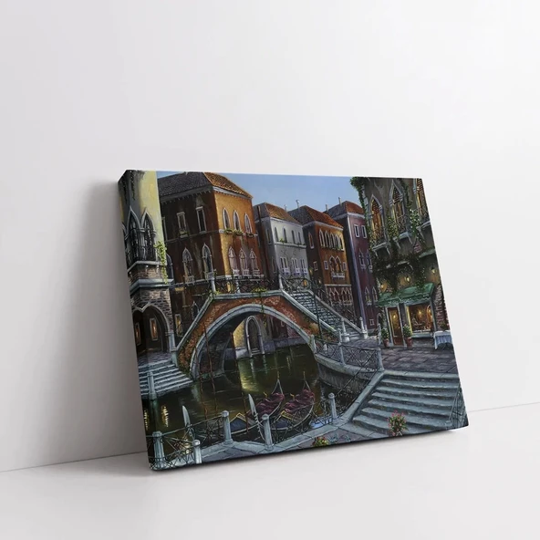 Gece Vakti Köprü Kanvas Tablo ürün görseli