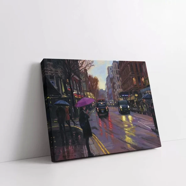 Sonbaharda Sokak Melodisi Kanvas Tablo ürün görseli