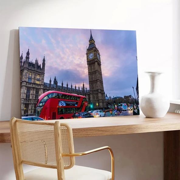 Klasik Londra Otobüsü Kanvas Tablo - Resim 2